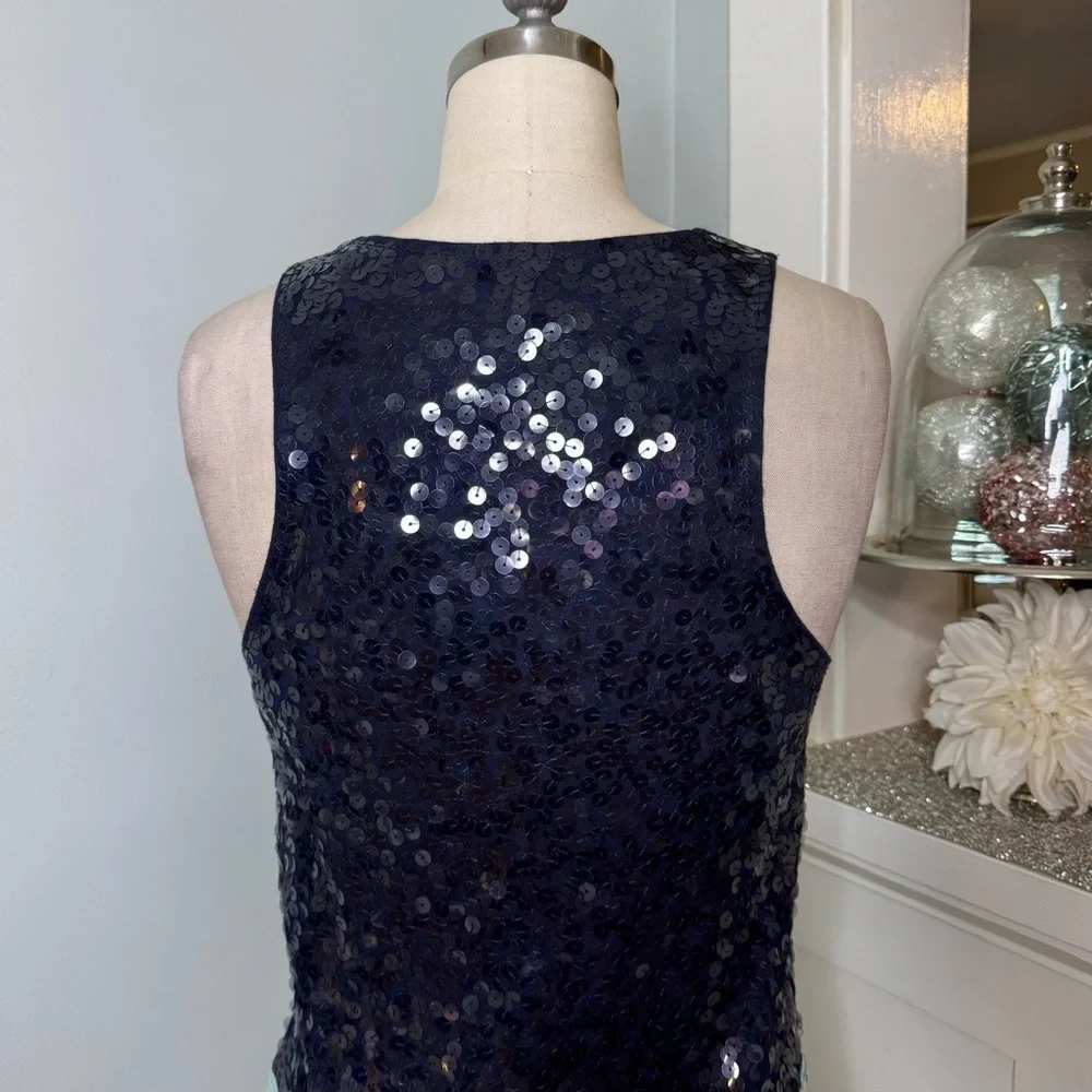 J. Crew Sequin Colorblock Tank Top Blue Green Sleeveless Style XS